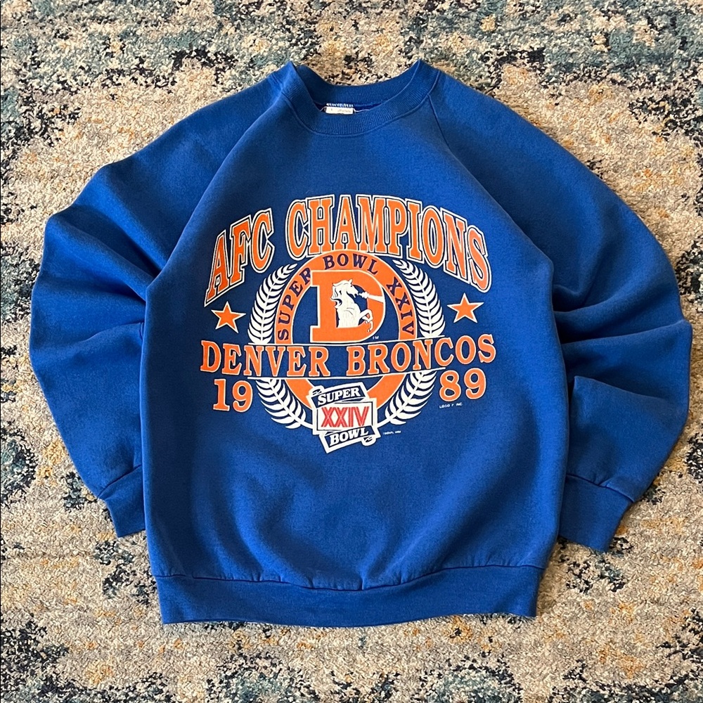 VTG 1989 Denver Broncos AFC Champions Crewneck Sweatshirt Size L